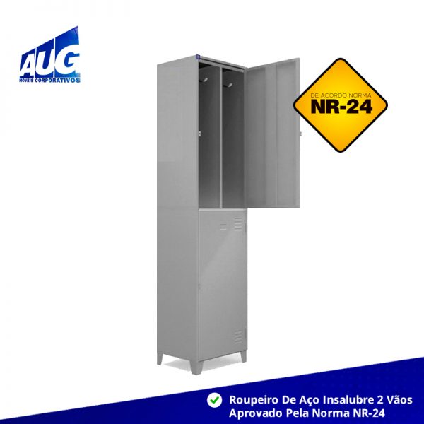 ROUPEIRO DE AÇO INSALUBRE 2 PORTAS DIVISORIA VERTICAL  CH 24