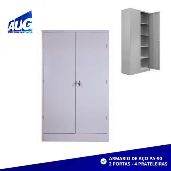 ARMÁRIO DE AÇO PA-90 A-204M 4 PRATELEIRAS COM MAÇANETA