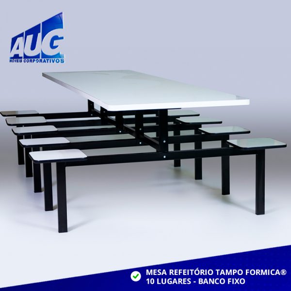 MESA PARA REFEITÓRIO 10 LUGARES - BANCOS FIXOS