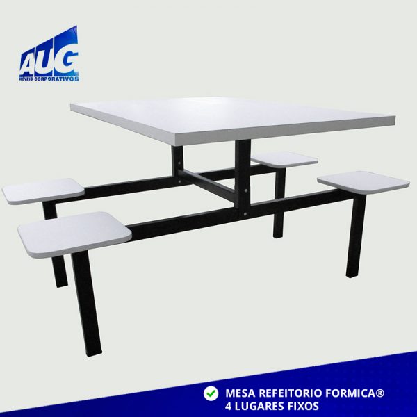 MESA PARA REFEITORIO 4 LUGARES - BANCOS FIXOS