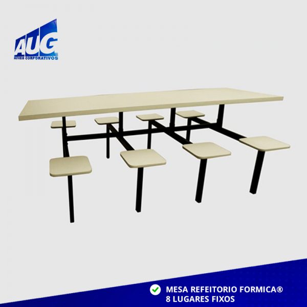 MESA PARA REFEITÓRIO 8 LUGARES - BANCOS FIXOS