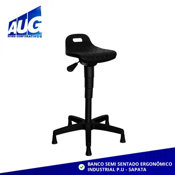 BANCO SEMI SENTADO ERGONÔMICO INDUSTRIAL P.U - SAPATA FIXA