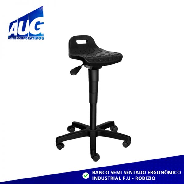 BANCO SEMI SENTADO ERGONÔMICO INDUSTRIAL P.U - RODÍZIO
