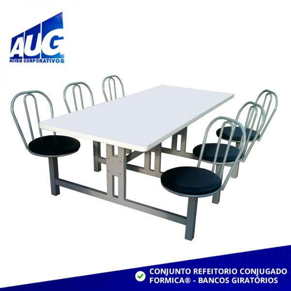 CONJUNTO REFEITÓRIO CONJUGADO FORMICA® - BANCOS GIRATÓRIOS