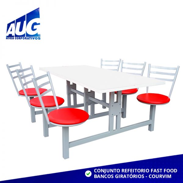 CONJUNTO REFEITÓRIO FAST FOOD BANCOS GIRATÓRIOS COURVIM