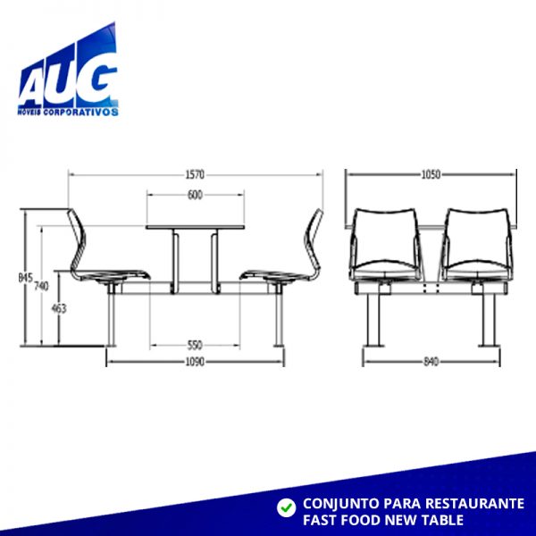CONJUNTO PARA RESTAURANTE FAST FOOD NEW TABLE 4 LUGARES * FORA DE ESTOQUE * - Image 3