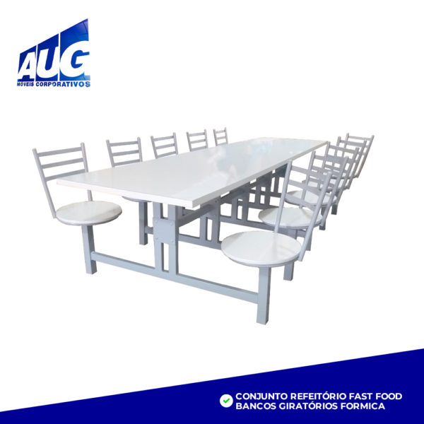 CONJUNTO REFEITÓRIO FAST FOOD BANCOS GIRATÓRIOS FORMICA®