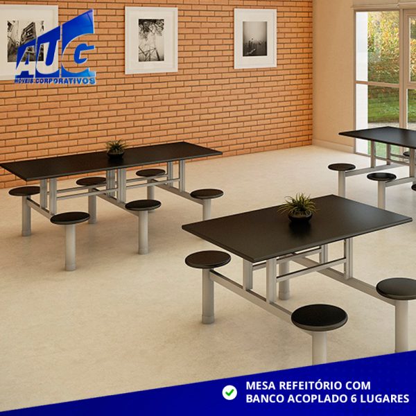 MESA REFEITÓRIO COM BANCO ACOPLADO 6 LUGARES - Image 2
