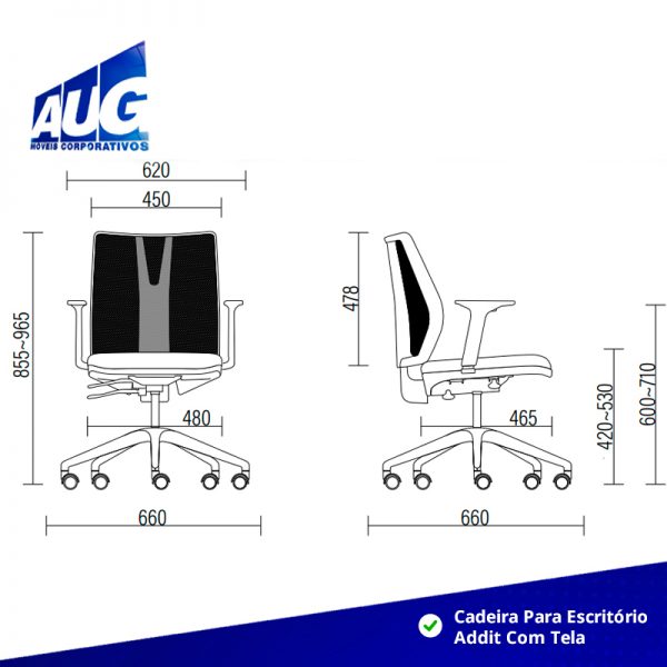 Cadeira Para Escritório Addit Com Tela - Base Arcada Nylon Preta - Diretor - Image 2