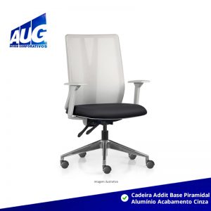 Cadeira Addit Base Piramidal Alumínio Acabamento Cinza