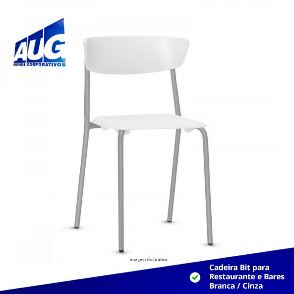 Kit com 4 Cadeiras Bit para Restaurante e Bares - Branca