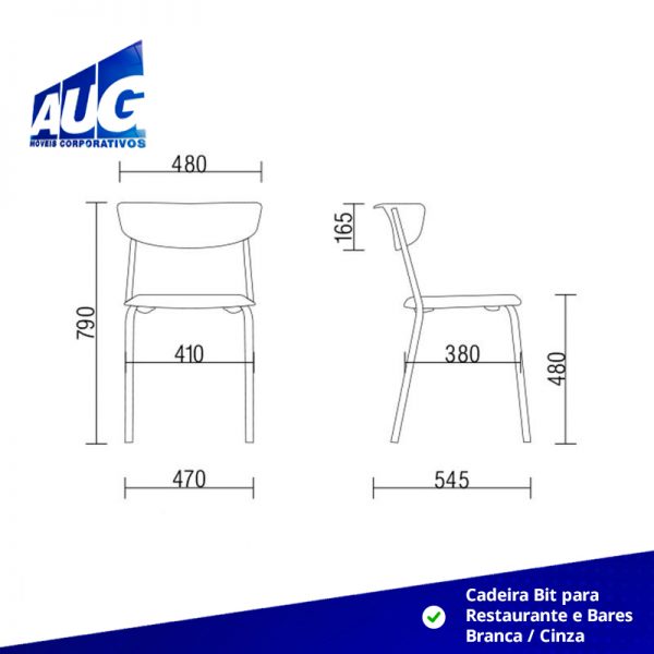 Kit com 4 Cadeiras Bit para Restaurante e Bares - Branca - Image 2