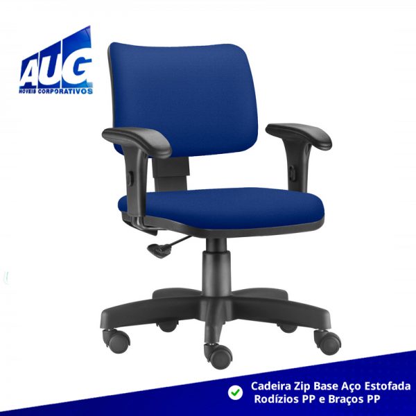 Cadeira Zip Base Aço Estofada Rodízios PP e Braços PP - Image 2