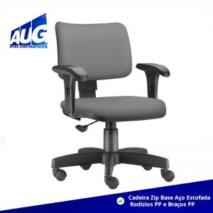 Cadeira Zip Base Aço Estofada Rodízios PP e Braços PP