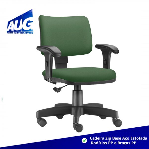 Cadeira Zip Base Aço Estofada Rodízios PP e Braços PP - Image 4
