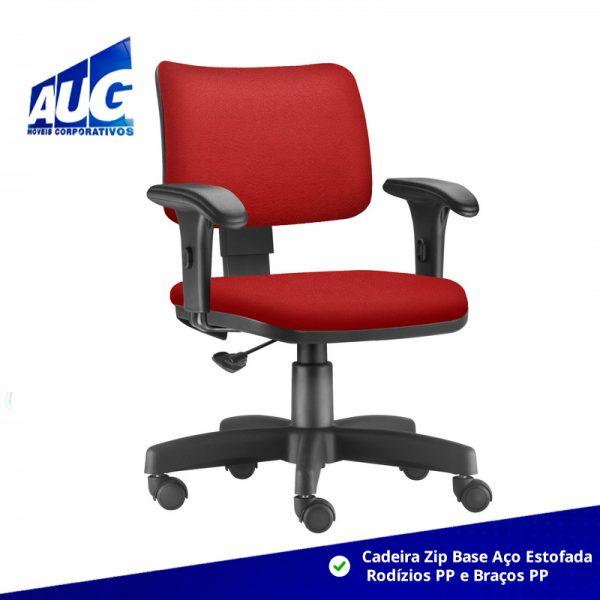 Cadeira Zip Base Aço Estofada Rodízios PP e Braços PP - Image 3