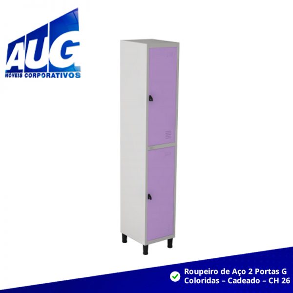 Roupeiro de Aço 2 Portas Grandes Coloridas – Cadeado – CH 26