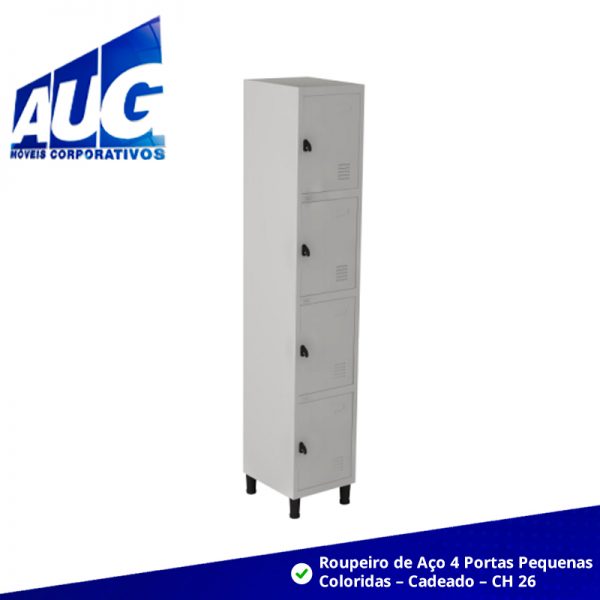 Roupeiro de Aço 4 Portas Pequenas Coloridas – Cadeado – CH 26