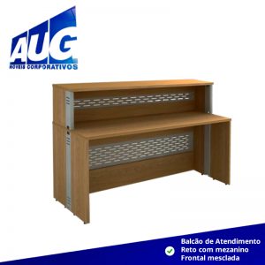 Balcão de Atendimento reto com mezanino – Frontal mesclada