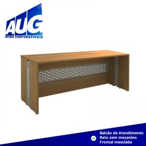Balcão de Atendimento reto sem mezanino frontal mesclada
