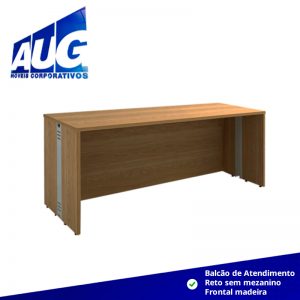 Balcão de Atendimento reto sem mezanino frontal madeira