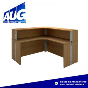 Balcão de atendimento em L frontal madeira