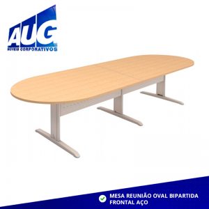 MESA REUNIÃO OVAL BIPARTIDA - FRONTAL AÇO