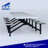MESA PARA REFEITÓRIO 6 LUGARES - BANCOS FIXOS - ESTRUTURA BARRA W