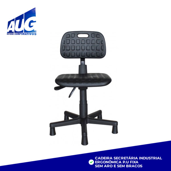 Cadeira secretária industrial ergonômica P.U fixa - Sem aro e sem braços - Image 2
