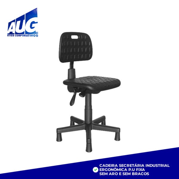 Cadeira secretária industrial ergonômica P.U fixa - Sem aro e sem braços