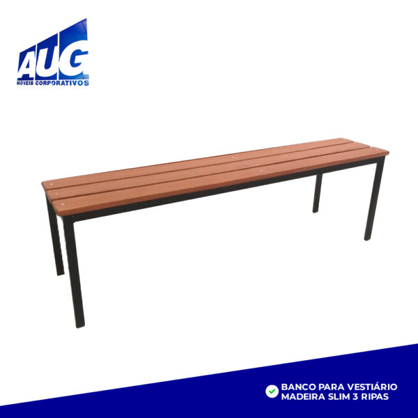 BANCO PARA VESTIÁRIO MADEIRA SLIM 3 RIPAS