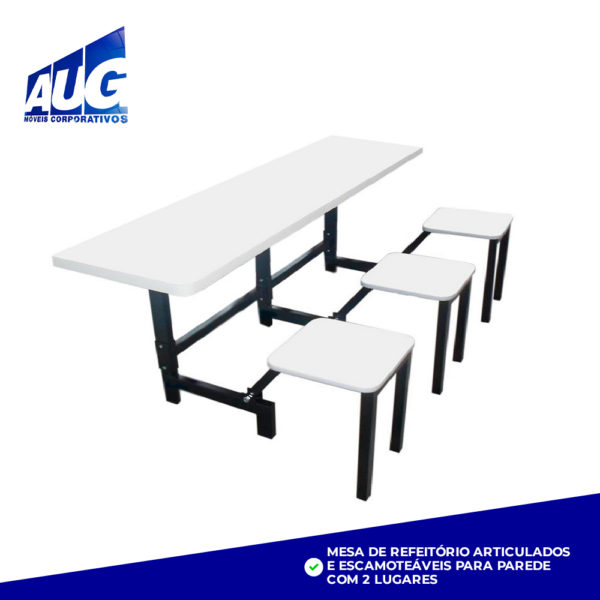 MESA DE REFEITÓRIO ARTICULADOS E ESCAMOTEÁVEIS PARA PAREDE COM 2 LUGARES