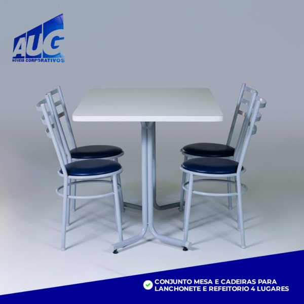 CONJUNTO MESA E CADEIRAS PARA LANCHONETE E REFEITORIO 4 LUGARES
