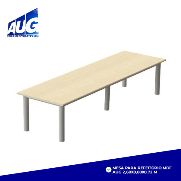 MESA PARA REFEITÓRIO MDF AUG 2,60X0,80X0,72 M