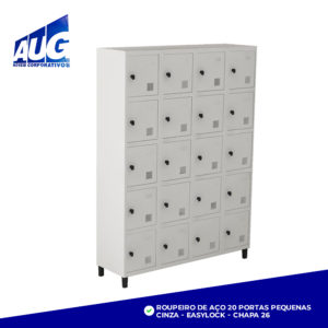 ROUPEIRO DE AÇO 20 PORTAS PEQUENAS CINZA - EASYLOCK - CHAPA 26