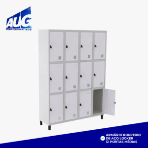 ARMÁRIO ROUPEIRO DE AÇO LOCKER 12 PORTAS MÉDIAS