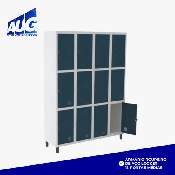 ARMÁRIO ROUPEIRO DE AÇO LOCKER 12 PORTAS MÉDIAS - Image 3