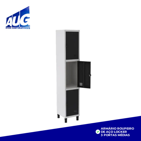 ARMÁRIO ROUPEIRO DE AÇO LOCKER 3 PORTAS MÉDIAS - Image 2