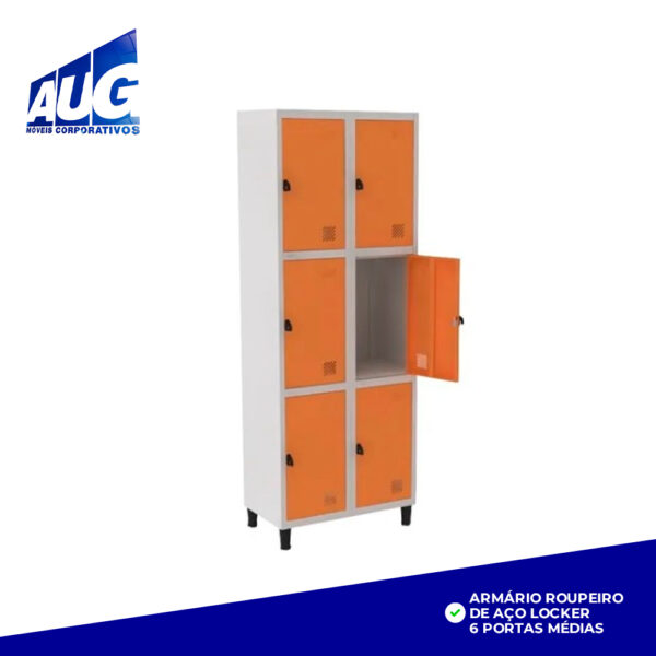 ARMÁRIO ROUPEIRO DE AÇO LOCKER 6 PORTAS MÉDIAS - Image 2