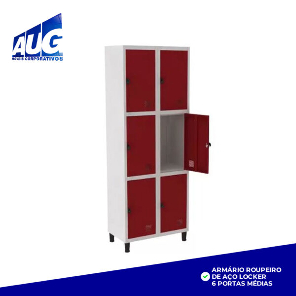 ARMÁRIO ROUPEIRO DE AÇO LOCKER 6 PORTAS MÉDIAS - Image 3