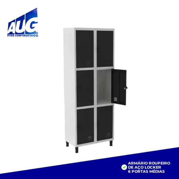 ARMÁRIO ROUPEIRO DE AÇO LOCKER 6 PORTAS MÉDIAS - Image 4