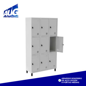 ARMÁRIO ROUPEIRO DE AÇO LOCKER 9 PORTAS MÉDIAS