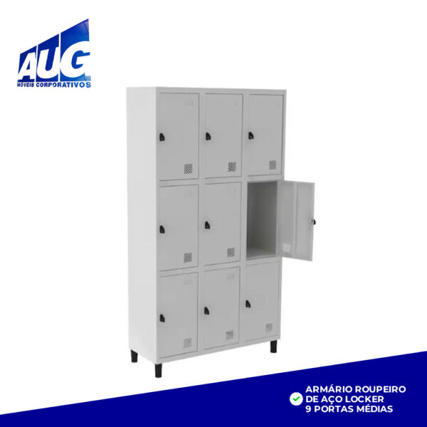 ARMÁRIO ROUPEIRO DE AÇO LOCKER 9 PORTAS MÉDIAS