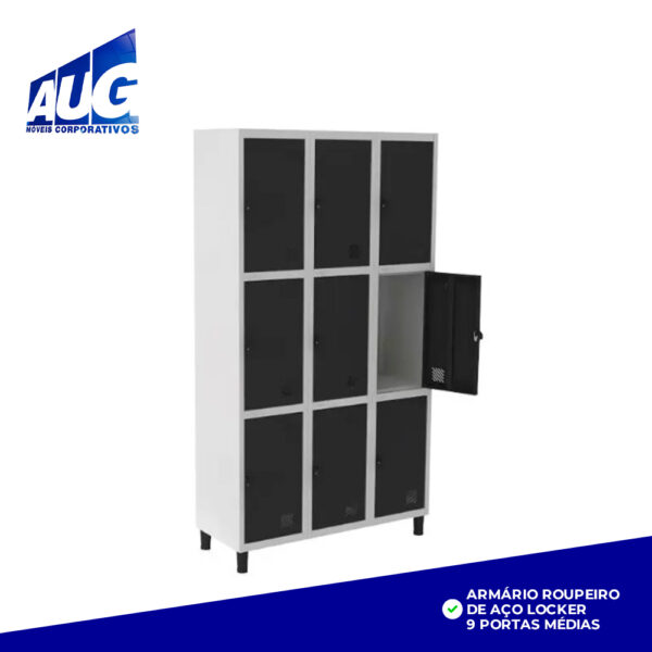 ARMÁRIO ROUPEIRO DE AÇO LOCKER 9 PORTAS MÉDIAS - Image 2