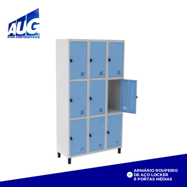 ARMÁRIO ROUPEIRO DE AÇO LOCKER 9 PORTAS MÉDIAS - Image 3
