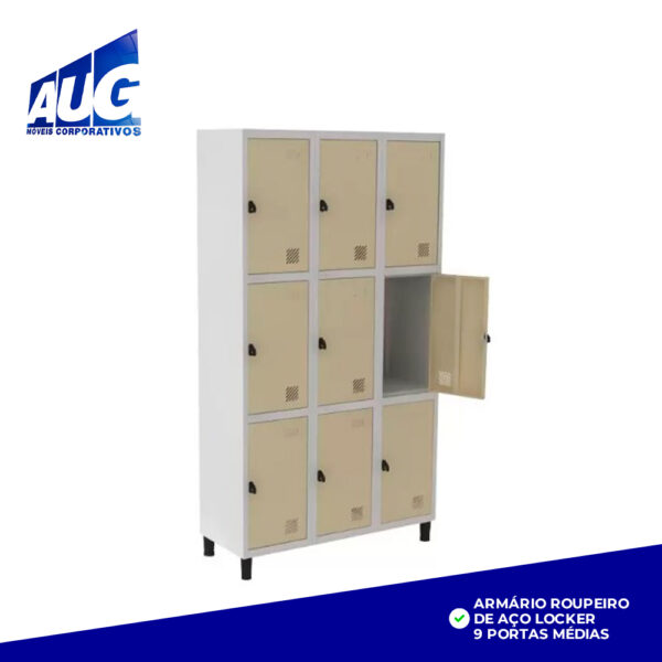ARMÁRIO ROUPEIRO DE AÇO LOCKER 9 PORTAS MÉDIAS - Image 4